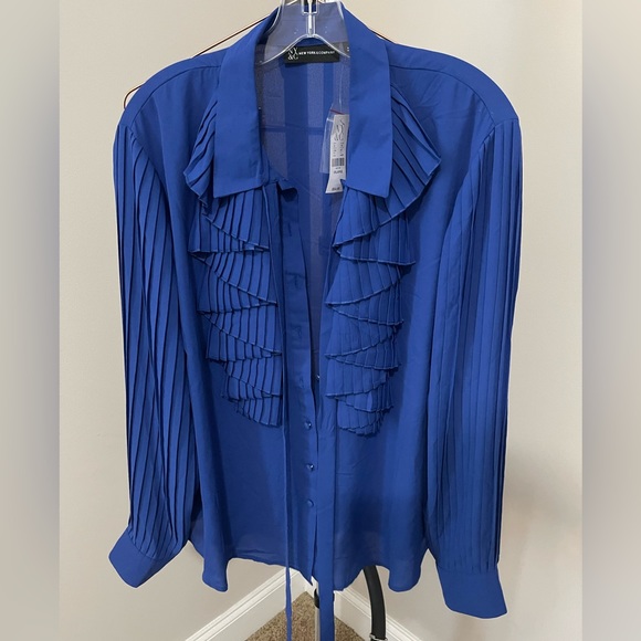 New York & Company Tops - Royal blue sheer blouse